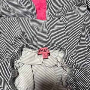 Striped Wide Leg Pants - Navy Blue and White